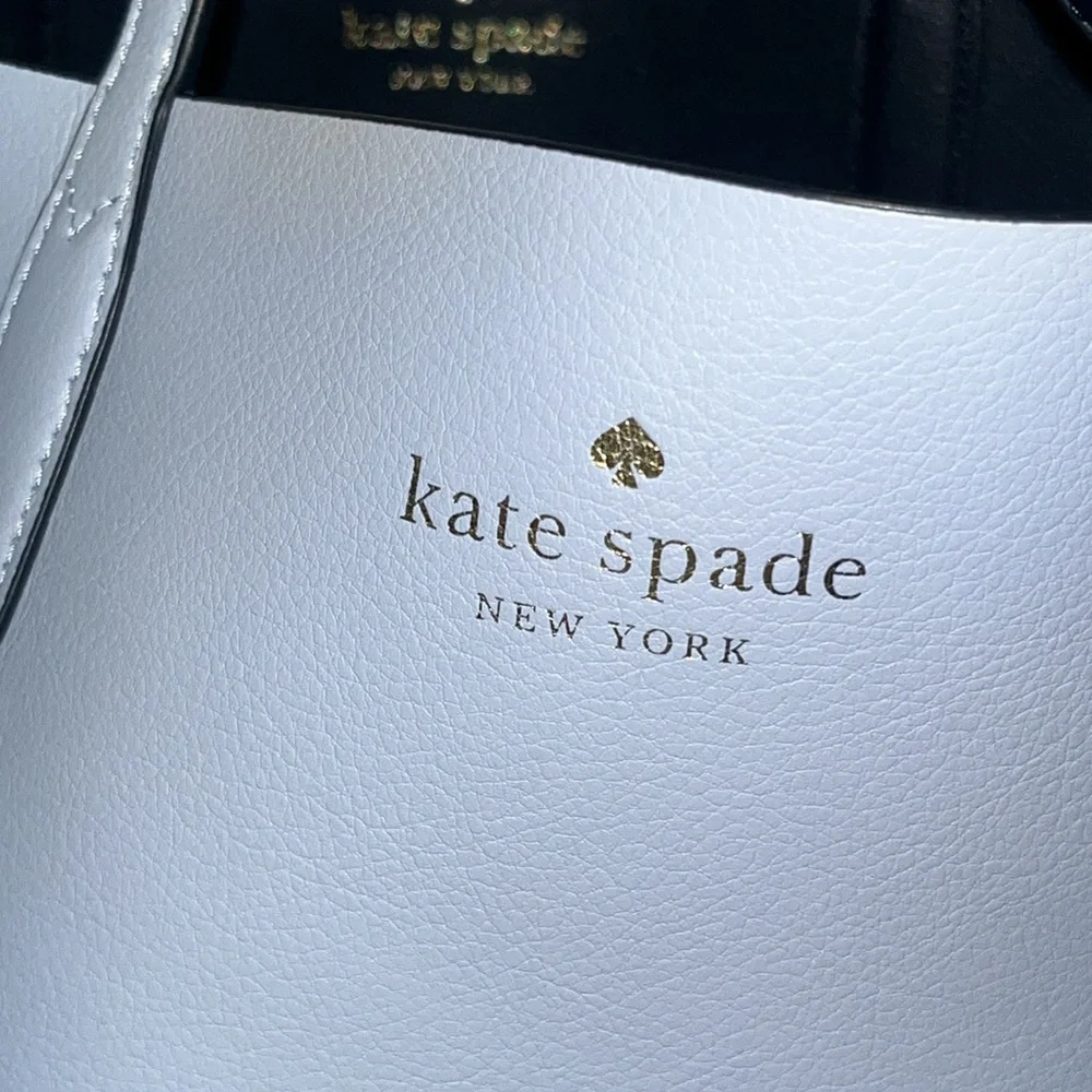 Kate Spade Ava Reversible Leather Tote Periwinkle & Navy EUC